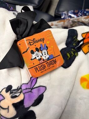 Disney White Plush Throw with Purple, Black & Orange Accents